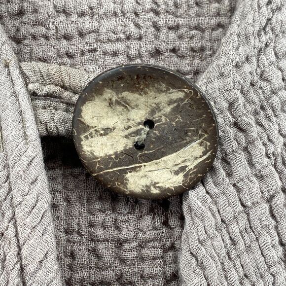 TOFFEE APPLE Tunic Top Womens M Lagenlook Crinkle Gauze Cardigan Cotton Brown - Picture 6 of 10